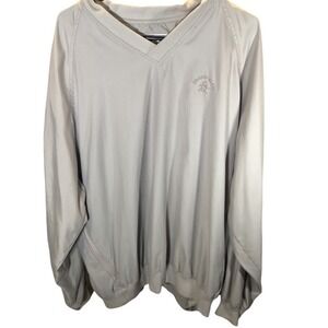 Grand Slam Penguin V Neck Mens Tan LS Pullover‎ Windbreaker Shirt Cloth Cuffs XL